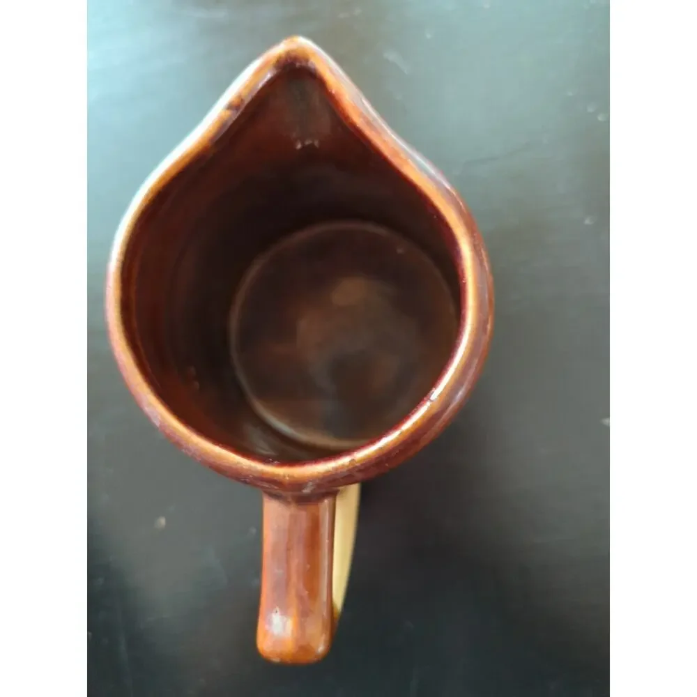 Set Of Stone Ware Measuring Cups Two Toned Brown & Wheat 1, 3/4 & 1/2 Cups